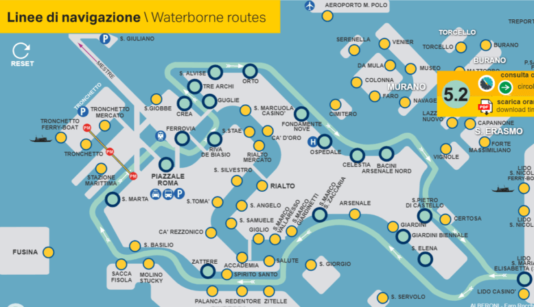 Plan de ligne Vaporetto 5.2 à Venise